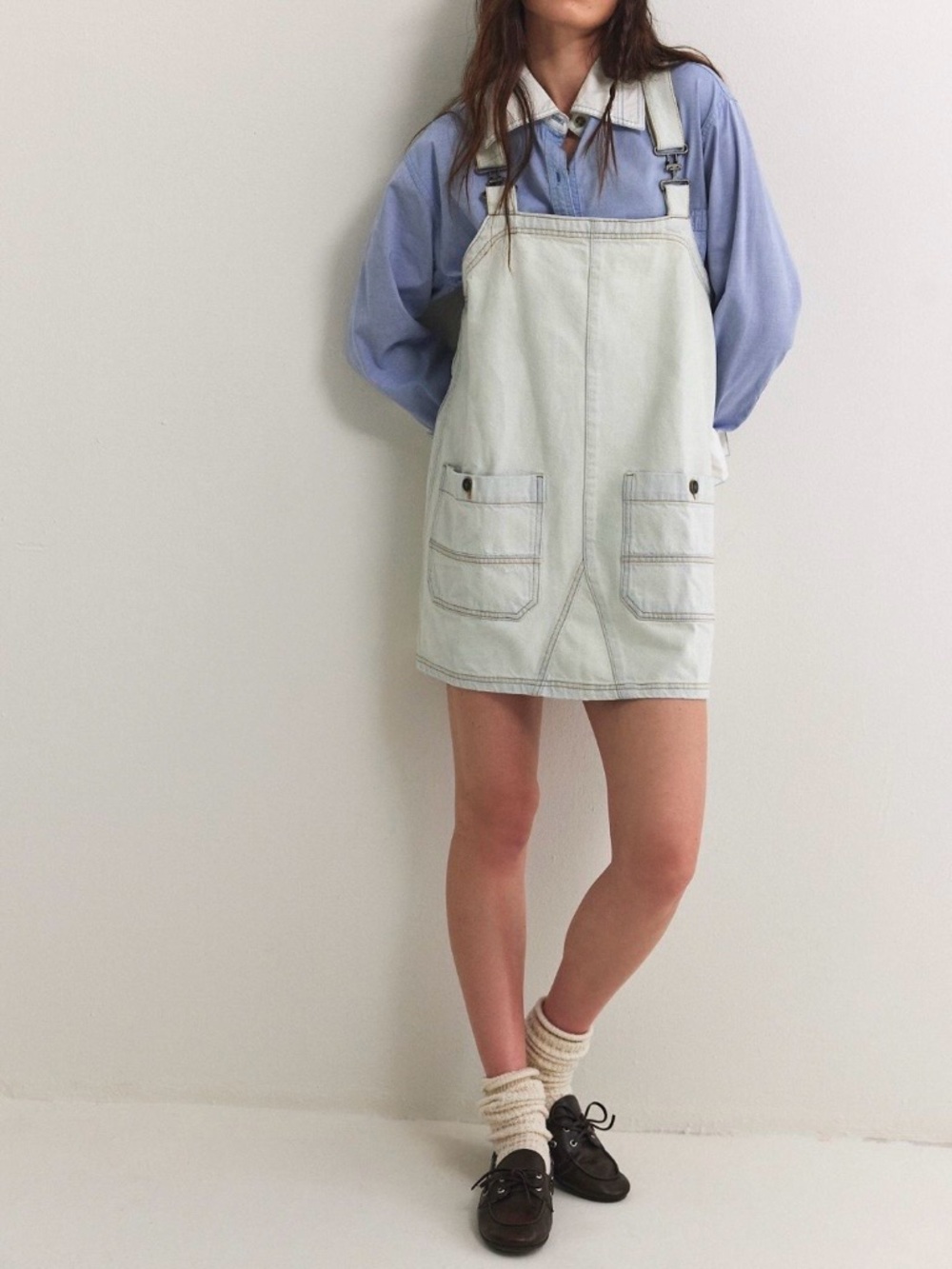 We the Free Overall smock mini top denim dress nwt